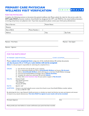 Wellness Visit Verification Form