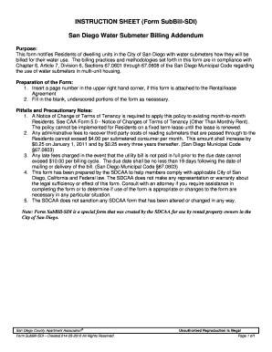 San Diego Water Submeter Billing Addendum