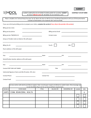 Cigna Behavioral Health ERA Contract Setup Form