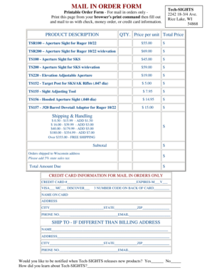 Tech-SIGHTS Mail Order Form