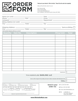 Rite in the Rain Order Form