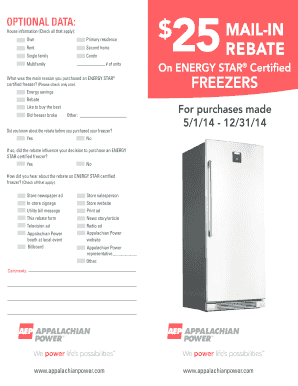 Appalachian Power Freezer Rebate Form