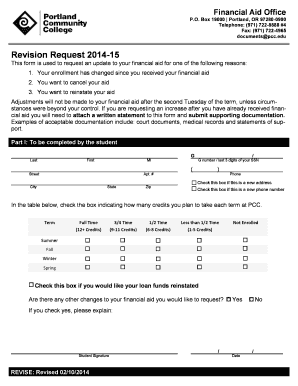 Financial Aid Revision Request Form