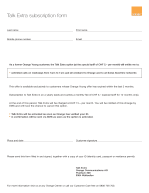 Talk Extra Subscription Form