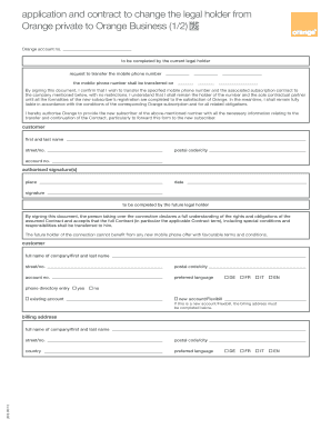 Orange Business Legal Holder Transfer Form