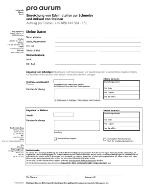 Einreichung von Edelmetallen zur Schmelze