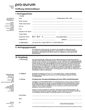 Edelmetalldepot-Vertrag