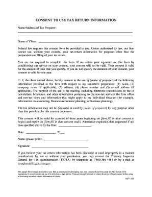 Consent to Use Tax Return Information