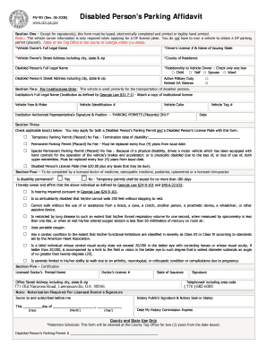 Georgia Disabled Person’s Parking Affidavit