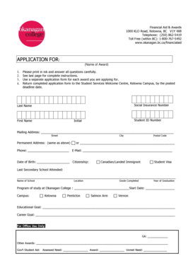 Okanagan College Financial Aid Application Form