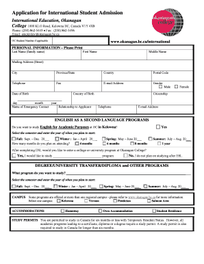 International Student Admission Application