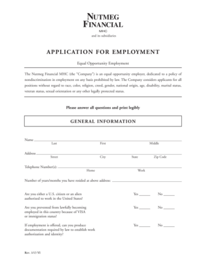 Nutmeg Financial MHC Employment Application