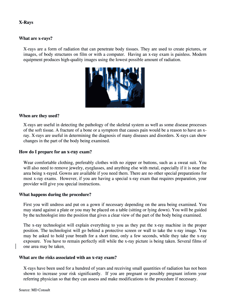 Fillable Online XRays What are xrays? Xrays are a form of radiation