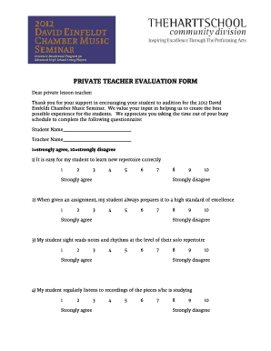 PRIVATE TEACHER EVALUATION FORM
