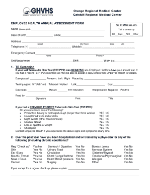 Employee Health Annual Assessment Form