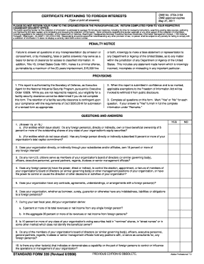 Certificate Pertaining to Foreign Interests