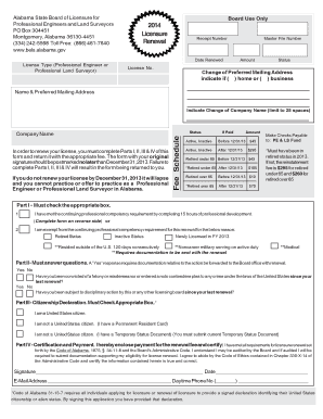 Alabama Professional Engineer/Land Surveyor Renewal Form