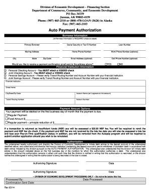 Alaska Auto Payment Authorization Form