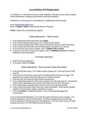 US Bank AccessOnline Self Registration Form