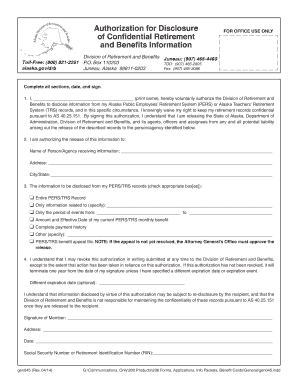 Alaska Retirement Authorization for Disclosure