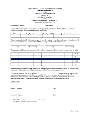 Assignment to Alternate Work Schedule
