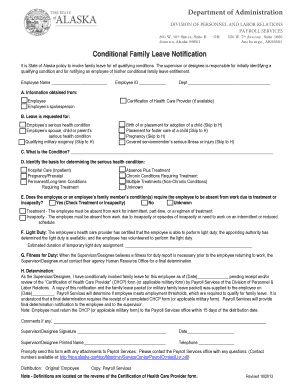 Alaska Conditional Family Leave Notification