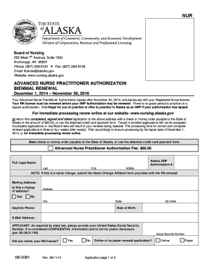 Alaska Advanced Nurse Practitioner Authorization Renewal