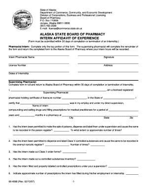 pharmacy intern affidavit form