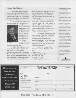 TurfGrass TRENDS Subscription Form