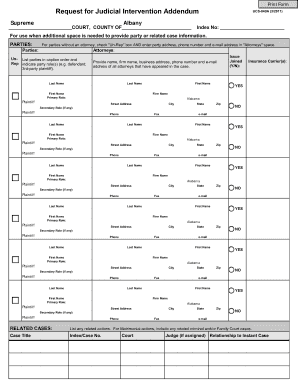 Request for Judicial Intervention Addendum UCS-840A