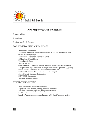 New Property Owner Checklist