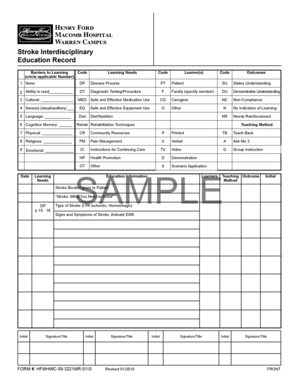 Stroke Education Record Form