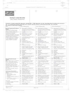 Patient Care Record Daily Assessment Form
