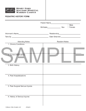 Pediatric History Form
