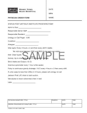 Physician Order Form