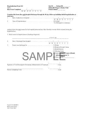 Hospitalization Form #10