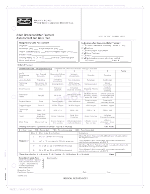 Adult Bronchodilator Protocol Assessment and Care Plan