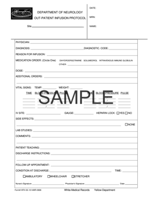 Department of neurology out-patient infusion protocol - hfhs bb - hfhs-formslibrary