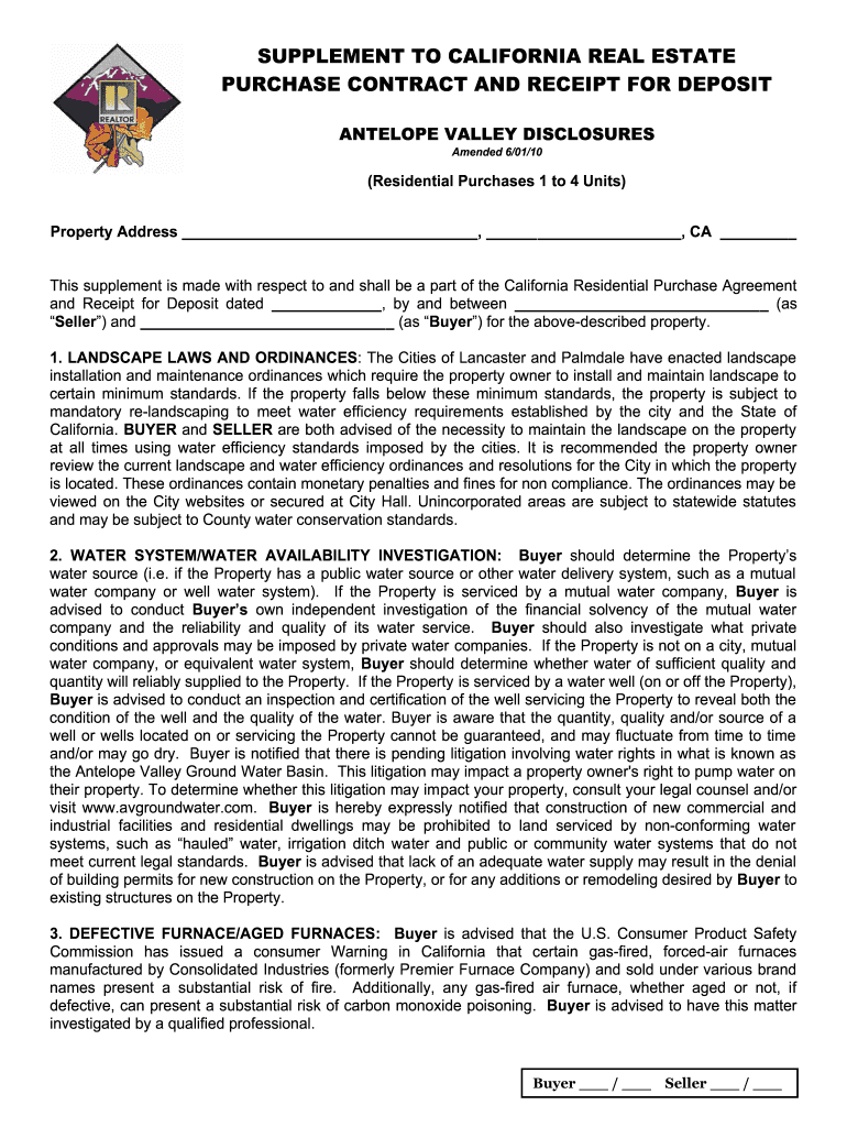 antelope valley real estate disclosure form Preview on Page 1