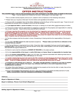 Colorado Real Estate Offer Instructions