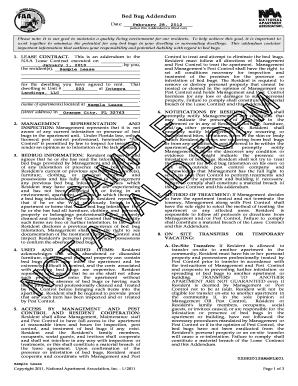 Fillable Online Bed Bug Addendum Fax Email Print - PDFfiller