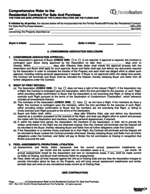 Comprehensive Rider to the Residential Contract For Sale And Purchase