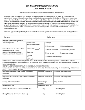 Business Purpose Commercial Loan Application