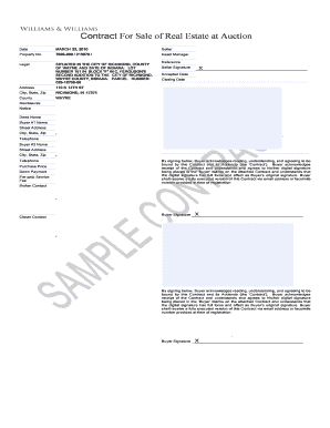 Contract for Sale of Real Estate at Auction