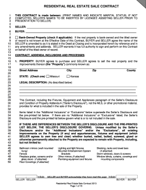 Residential Real Estate Sale Contract