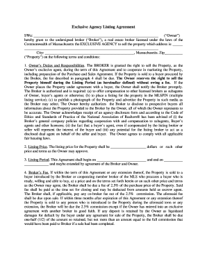 Exclusive Agency Listing Agreement