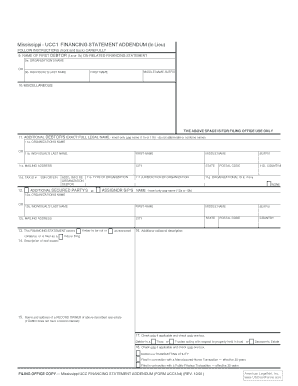 Mississippi UCC1 Financing Statement Addendum