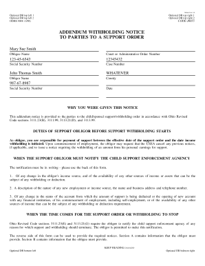 Ohio Addendum Withholding Notice