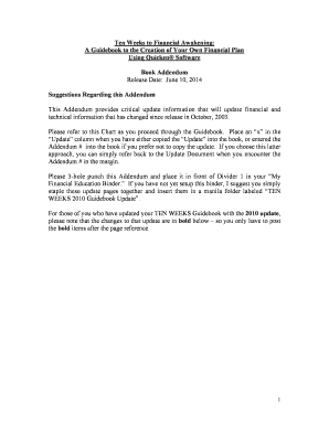 Ten Weeks to Financial Awareness Addendum