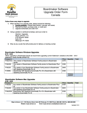 Boardmaker Software Upgrade Order Form